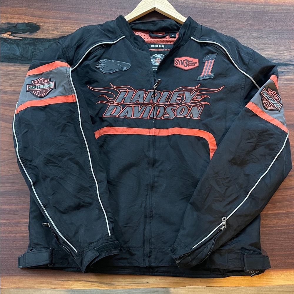 Harley-Davidson Men's Riding Black/Orange Jacket and Reflective Piping